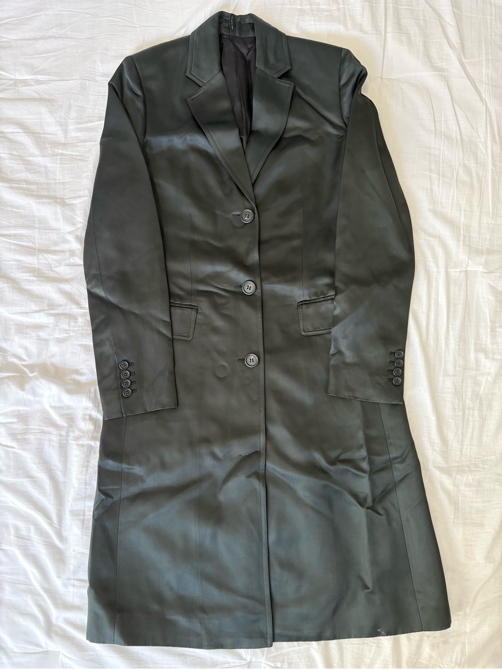 Helmut Lang Black Long Tailored Trench Coat